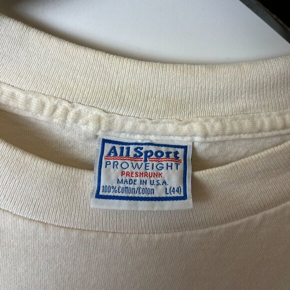 Vintage 90s Going for the Big Bucks T Shirt Cream Large L USA Single Stitch - Picture 4 of 16